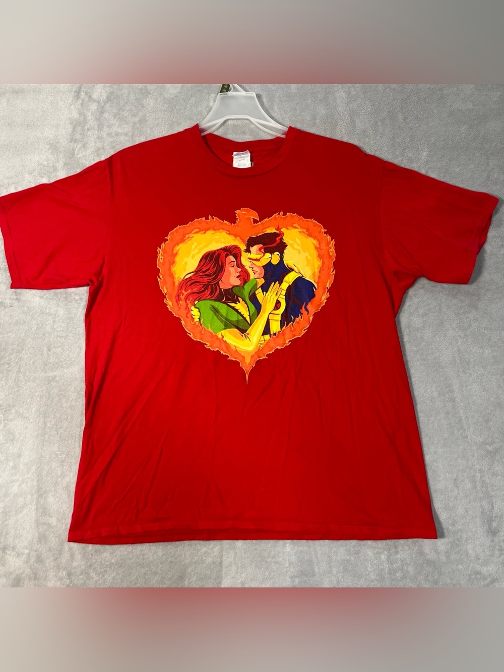 X-Men Phoenix Jean Grey Cyclops Burning Heart Graphic Men's Red T Shirt XL